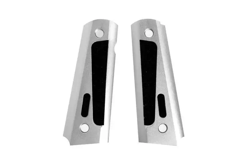 Aluminum Grip Covers  TYPE B for Colt 1911 Pistols - silver