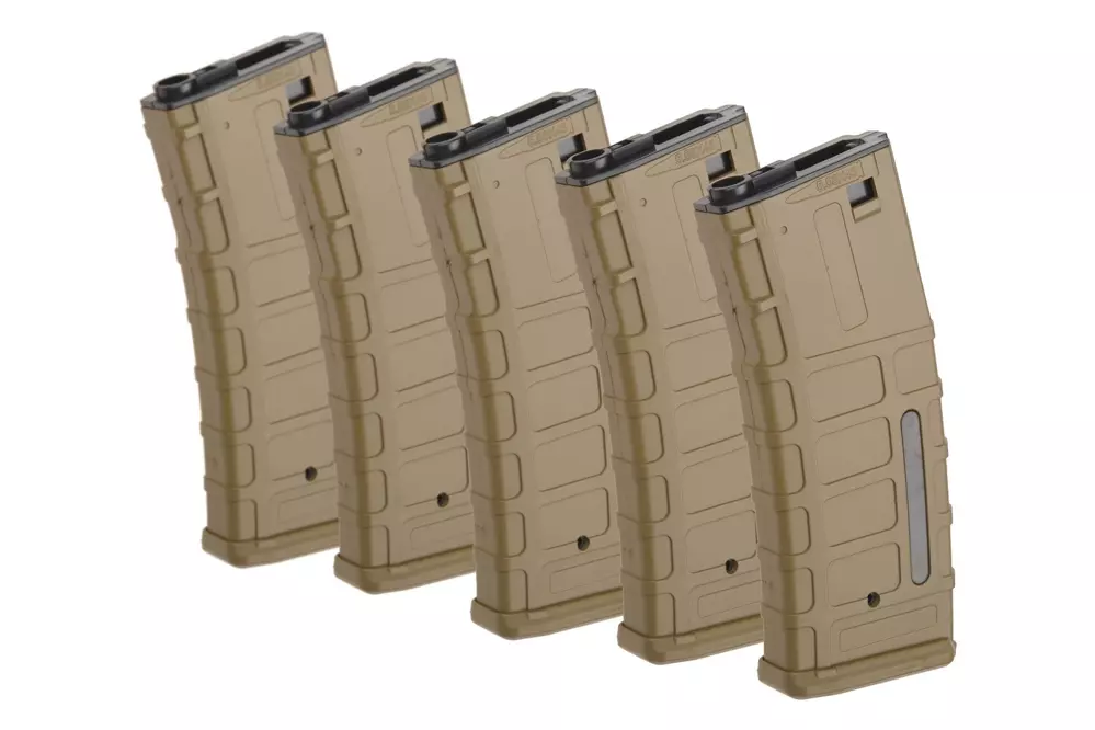 Set of 5 Hi-Cap 300 BB Magazines for M4/M16 Replicas - Tan