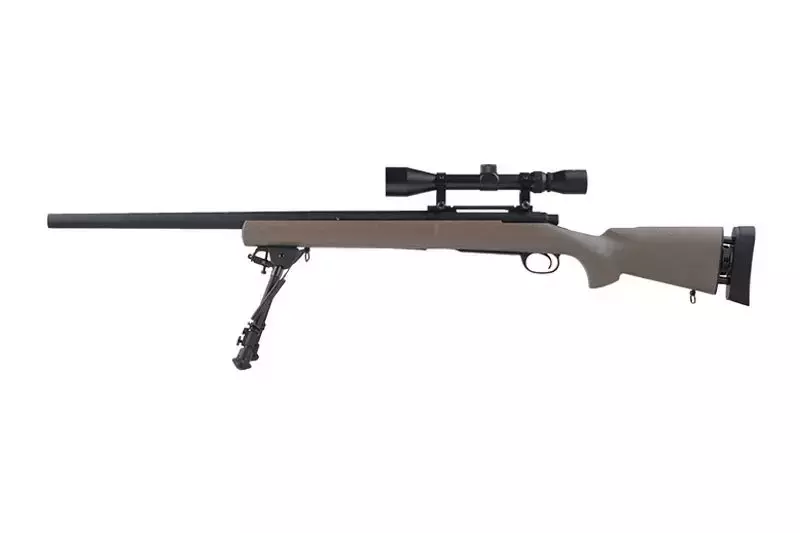 Fusil airsoft fusil de sniper SW-04 avec lunette et bipied (Amélioré) - bronzé