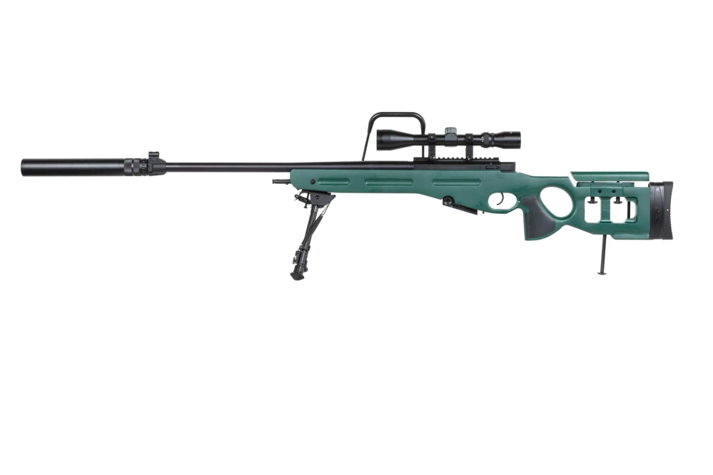 Fusil de francotirador Snow Wolf SW-98 airsoft con bípode, visor y silenciador
