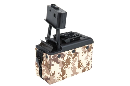 Chargeur électrique A&amp;K pour 2000 plombs pour répliques M249 Digital Desert