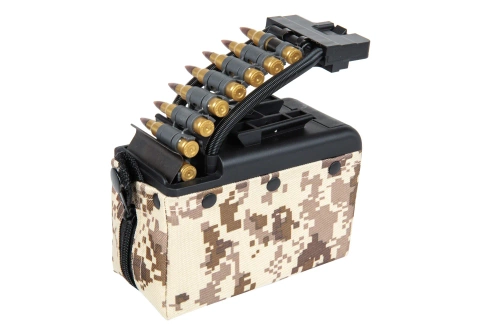 Chargeur électrique A&amp;K de 2 000 cartouches pour répliques de type M249 avec munitions imitation Digital Desert